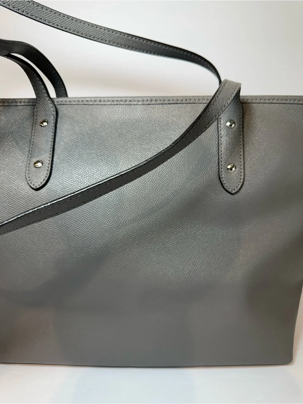 Coach NY Authentic Crossgrain Leather City Zip Tote Handbag F58846 Grey